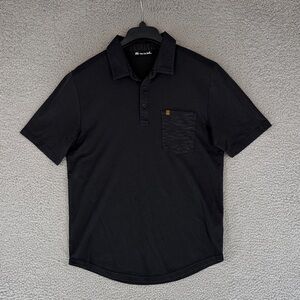 Travis Mathew men’s medium short sleeve golf polo shirt Black stretch Pocket